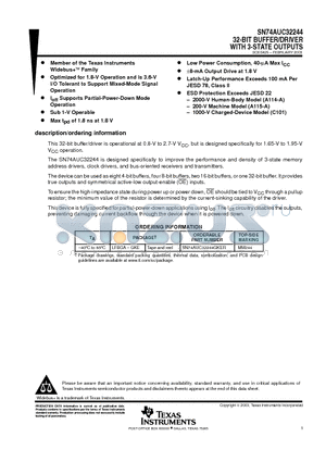 SN74AUC32244 datasheet - 32-BIT BUFFER/DRIVER WITH 3-STATE OUTPUTS