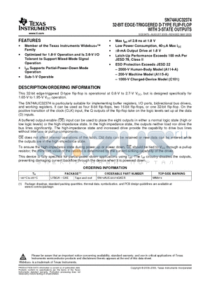 SN74AUC32374GKER datasheet - 32-BIT EDGE-TRIGGERED D-TYPE FLIP-FLOP WITH 3-STATE OUTPUTS