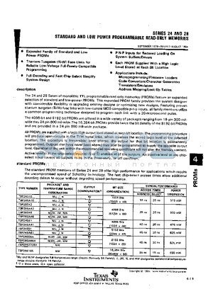 TBP24S46JW datasheet - STANDARD AND LOW POWER PROGRAMMABLE READ-ONLY MEMORIES