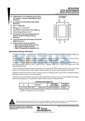 SN74AUCH240RGYR datasheet - OCTAL BUFFER/DRIVER WITH 3-STATE OUTPUTS