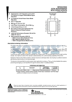 SN74AUCH244 datasheet - OCTAL BUFFER/DRIVER WITH 3-STATE OUTPUTS