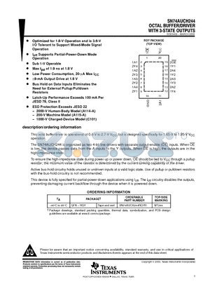 SN74AUCH244 datasheet - OCTAL BUFFER/DRIVER WITH 3-STATE OUTPUTS