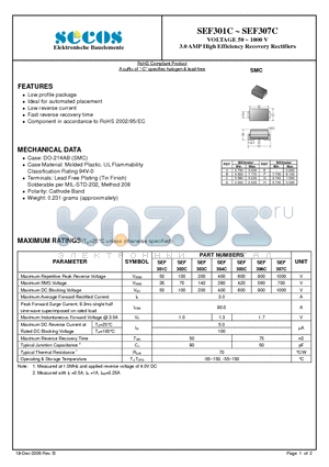 SEF302C datasheet - 3.0 AMP High Efficiency Recovery Rectifiers