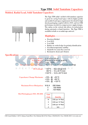 TM104M025P0X datasheet - Molded, Radial Lead, Solid Tantalum Capacitors