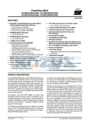 SST89V54RDA datasheet - FlashFlex MCU