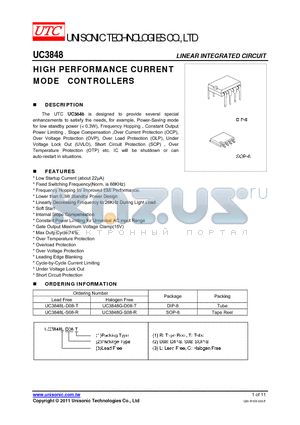 UC3848G-D08-T datasheet - HIGH PERFORMANCE CURRENT MODE CONTROLLERS