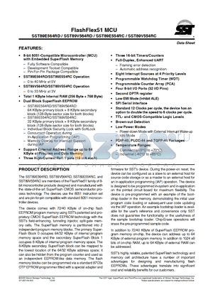 SST89V554RC datasheet - FlashFlex51 MCU