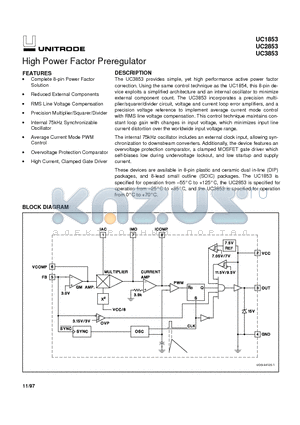 UC3853D datasheet - High Power Factor Preregulator