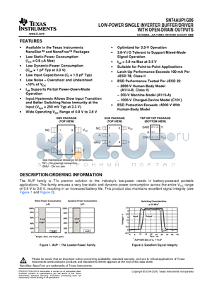 SN74AUP1G06DBVTE4 datasheet - LOW-POWER SINGLE INVERTER BUFFER/DRIVER WITH OPEN-DRAIN OUTPUTS