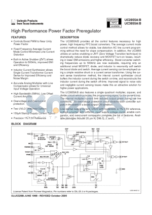 UC3855AN datasheet - High Performance Power Factor Preregulator