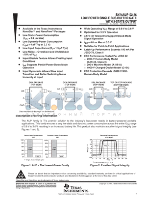SN74AUP1G126DCKR datasheet - LOW-POWER SINGLE BUS BUFFER GATE WITH 3-STATS OUTPUT