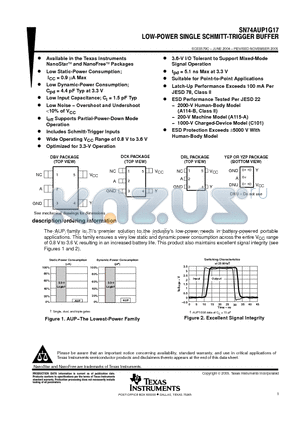 SN74AUP1G17DBVR datasheet - LOW - POWER SINGLE SCHMITT-TRIGGLER BUFFER