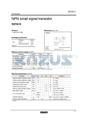 SSTA13 datasheet - NPN small signal transistor