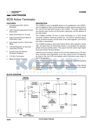 UC5602 datasheet - SCSI Active Terminator