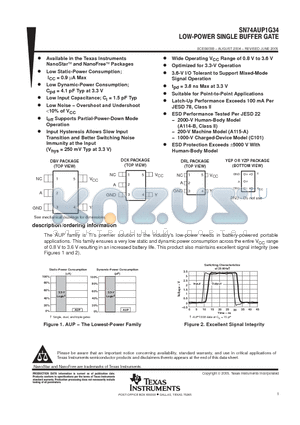 SN74AUP1G34 datasheet - LOW-POWER SINLE BUFFER GATE