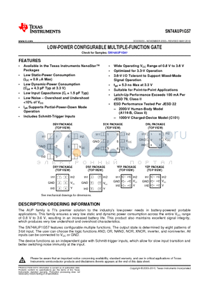 SN74AUP1G57 datasheet - LOW-POWER CONFIGURABLE MULTIPLE-FUNCTION GATE