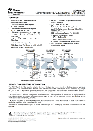 SN74AUP1G57 datasheet - LOW-POWER CONFIGURABLE MULTIPLE-FUNCTION GATE