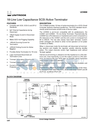 UC5608 datasheet - 18-Line Low Capacitance SCSI Active Terminator