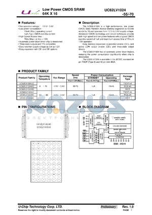 UC62LV1024AI-55 datasheet - Low Power CMOS SRAM