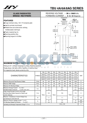 TBU8005G datasheet - GLASS PASSIVATED BRIDGE RECTIFIERS