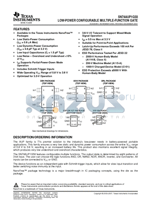SN74AUP1G58 datasheet - LOW-POWER CONFIGURABLE MULTIPLE-FUNCTION GATE
