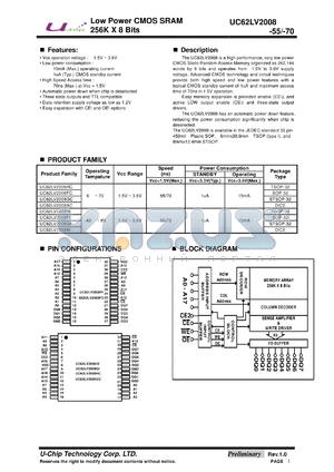 UC62LV2008CF-70 datasheet - Low Power CMOS SRAM