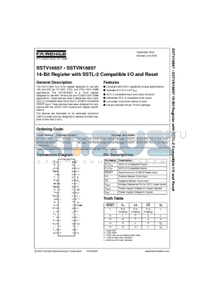 SSTV16857 datasheet - 14-Bit Register with SSTL-2 Compatible I/O and Reset