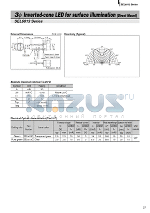 SEL6013 datasheet - 3phi Inverted-cone LED for surface illumination (Direct Mount)