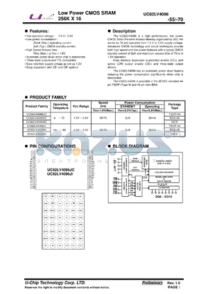 UC62LV4096JC-25 datasheet - Low Power CMOS SRAM