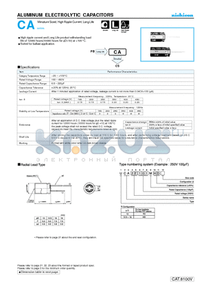 UCA2C221MHD datasheet - ALUMINUM ELECTROLYTIC CAPACITORS