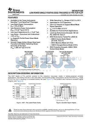 SN74AUP1G80DCKR datasheet - LOW-POWER SINGLE POSITIVE-EDGE-TRIGGERED D-TYPE FLIP-FLOP