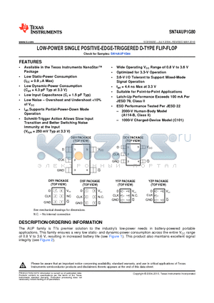 SN74AUP1G80DCKR datasheet - LOW-POWER SINGLE POSITIVE-EDGE-TRIGGERED D-TYPE FLIP-FLOP