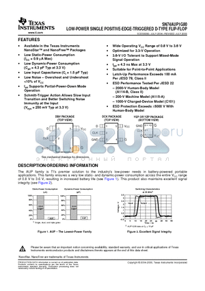 SN74AUP1G80_08 datasheet - LOW-POWER SINGLE POSITIVE-EDGE-TRIGGERED D-TYPE FLIP-FLOP