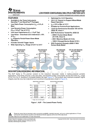 SN74AUP1G97 datasheet - LOW-POWER CONFIGURABLE MULTIPLE-FUNCTION GATE