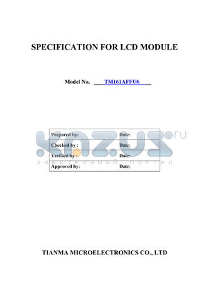 TM161AFFU6 datasheet - SPECIFICATION FOR LCD MODULE