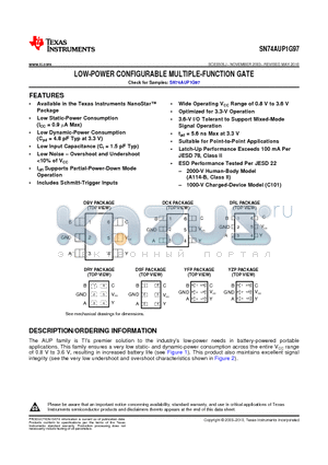 SN74AUP1G97_10 datasheet - LOW-POWER CONFIGURABLE MULTIPLE-FUNCTION GATE