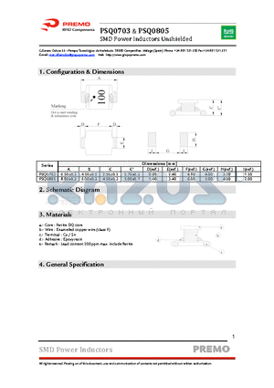 PSQ0805-R56M datasheet - SMD Power Inductors Unshielded