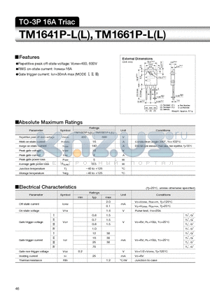 TM1661P-LL datasheet - TO-3P 16A Triac