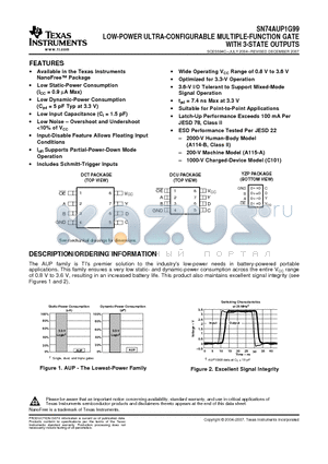 SN74AUP1G99DCUR datasheet - LOW-POWER ULTRA-CONFIGURABLE MULTIPLE-FUNCTION GATE WITH 3-STATE OUTPUTS