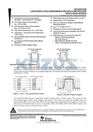 SN74AUP1G99YZPR datasheet - LOW-POWER ULTRA-CONFIGURABLE MULTIPLE-FUNCTION GATE WITH 3-STATE OUTPUTS