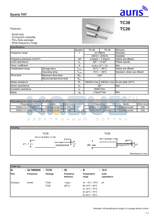 TC-26 datasheet - Quartz THT