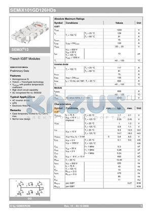 SEMIX101GD126HDS_08 datasheet - Trench IGBT Modules