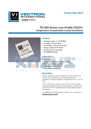 TC-350-DAC-507A-12.80 datasheet - Low Profile TCXOs Temperature Compensated Crystal Oscillators