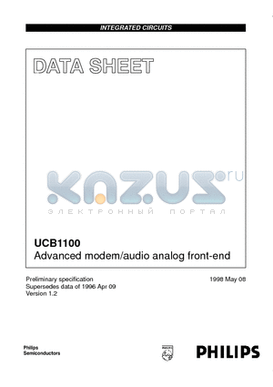UCB1100 datasheet - Advanced modem/audio analog front-end