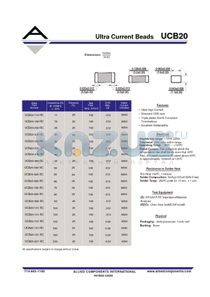 UCB20-110-RC datasheet - Ultra Current Beads