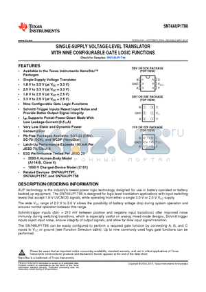 SN74AUP1T98DCKR datasheet - SINGLE-SUPPLY VOLTAGE-LEVEL TRANSLATOR WITH NINE CONFIGURABLE GATE LOGIC FUNCTIONS