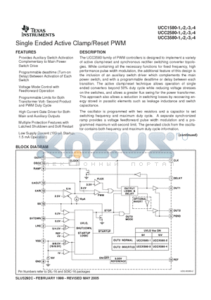 UCC1580- datasheet - Single Ended Active Clamp/Reset PWM