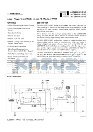 UCC1800L883B datasheet - Low-Power BiCMOS Current-Mode PWM