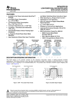 SN74AUP2G126 datasheet - LOW-POWER DUAL BUS BUFFER GATE WITH 3-STATE OUTPUTS