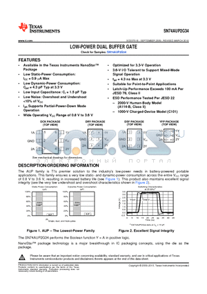 SN74AUP2G34YFPR datasheet - LOW-POWER DUAL BUFFER GATE